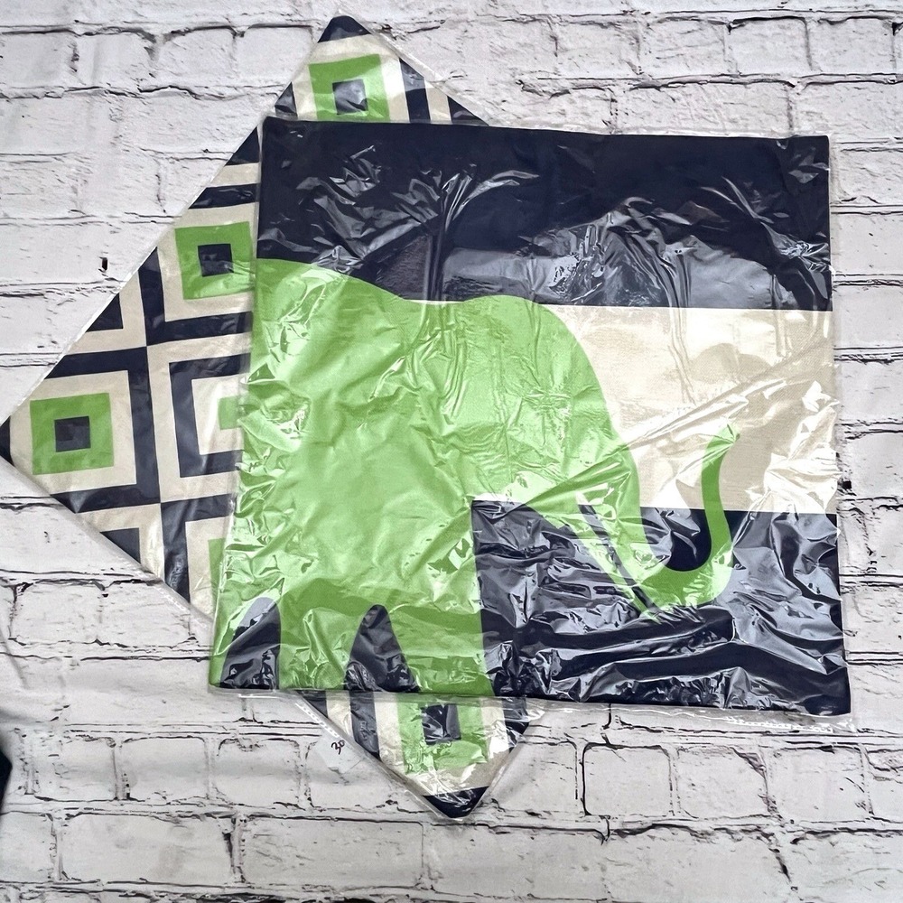 Set of 2 Elephant Diagonal Throw Pillow‎ Covers 17 Inch Square Blue Green New